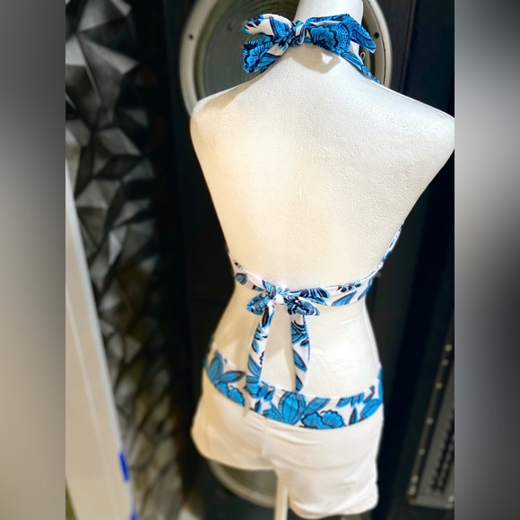 NWOT Women's Sporty Two Piece Swimsuit Halter Push Up Top w/ Shorts Size:Large - Picture 7 of 13